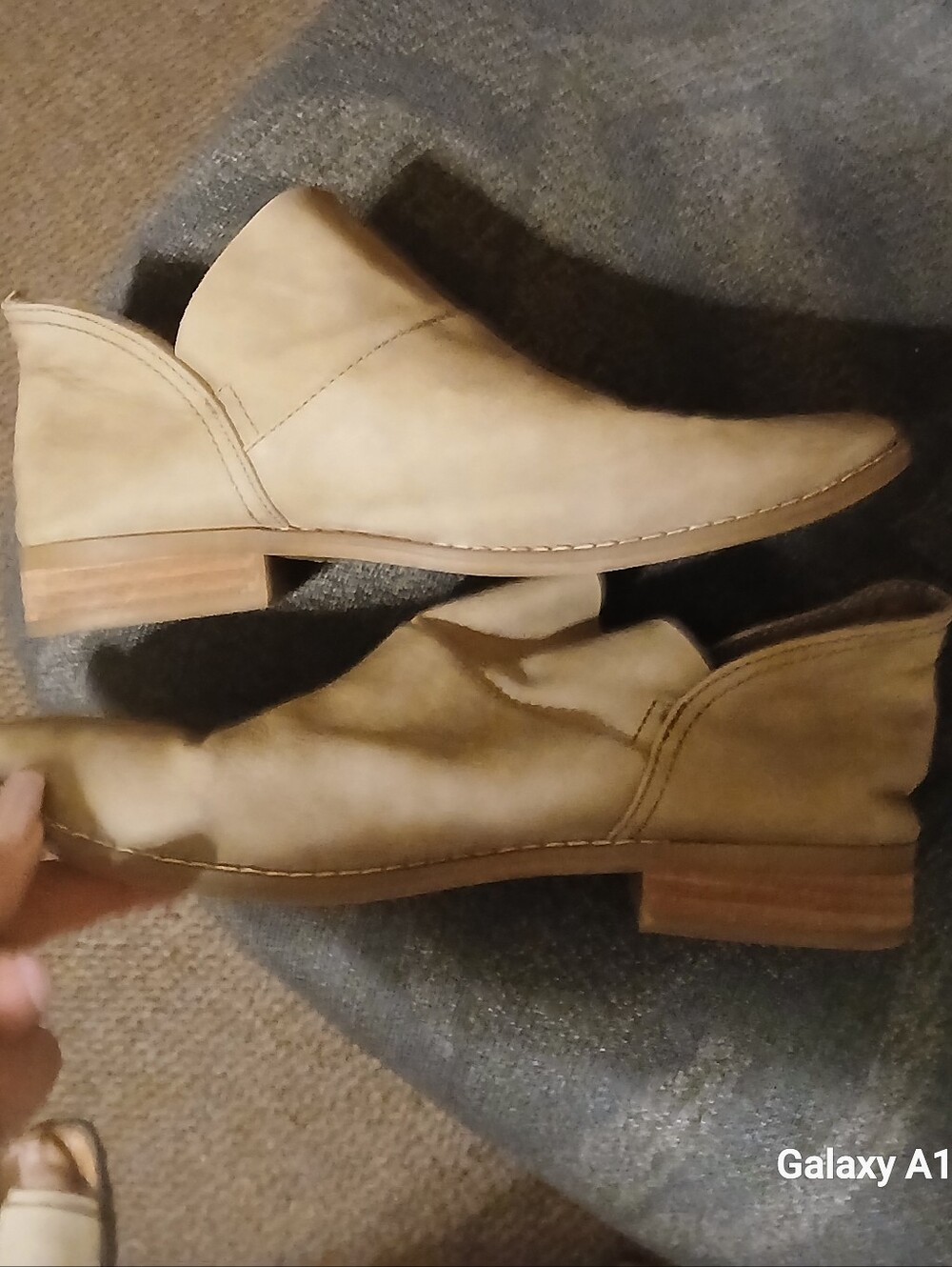 Beige Suede Slip-On Ankle Shoes - Picture 8 of 8